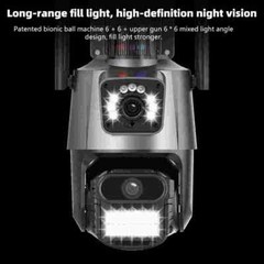Dual Lens 4K WiFi Security Camera 8X Zoom Outdoor Home Night Vision CCTV PTZ