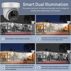 Vikylin IR+Full Color 4K 8MP PTZ 5X Zoom POE Camera Dual Light 2-Way Audio H.265