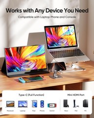 Cjkao Portable Monitor 15.6 Fhd 1080P Display Ultra-Slim Ips Screen W/Smart