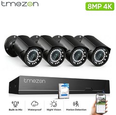 8CH POE IP Camera Kit NVR System Full HD Home Monitoring Night Vision IP66