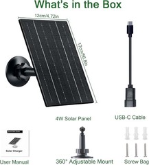 High Efficiency 4W Solar Panel for Outdoor Security Cameras – USB-C & Micro USB