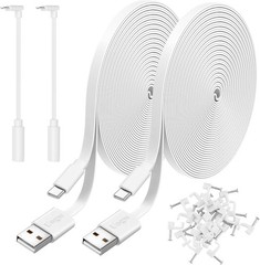 Flat Design 10FT Extension Cables for Better Security Camera Placement – 2 Count