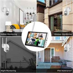 4MP HD PTZ WIFI IP Camera 8CH Wireless LCD Monitor NVR Kit Home Security Camera