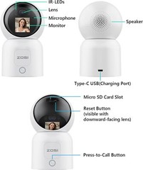 ZOSI PT Security WiFi Video Camera 3MP/4MP Remote View Baby Monitor 2-Way Audio