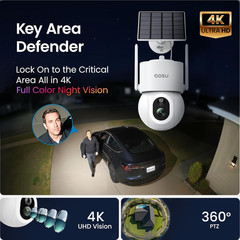 Solarcam D1 Max 4-Cam Kit, 4K Solar Security Cameras Wireless Outdoor, 360° PTZ
