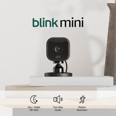 Blink Mini – Indoor plug-in smart security camera, 1080p HD, night vision, Black