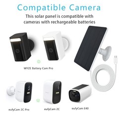 Solar Panel Compatible with WYZE Battery Cam Pro, EufyCam 2C/2C Pro, 4W 2 Pack