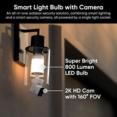 WYZE Bulb Cam Security Camera, 2K HD Outdoor 2.36*2.36*8.27 inches, White