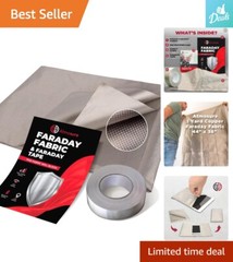 Premium Faraday Fabric & Tape – EMP & EMF Shield – 44″L x 36″W + 51″L x 1