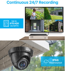 ZOSI 8CH 5MP Lite DVR 2MP Home Security Camera System 24/7 Remote IR Night CCTV