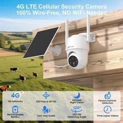 ANRAN Outdoor 4G LTE Solar Security Camera Battery 360° PTZ Garden Farm