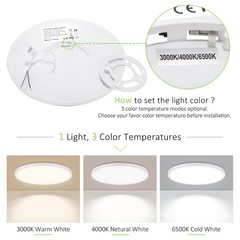 LUMLLSAJI 4 Pack LED Flush Mount Ceiling Light, 24W 12Inch-4 Pack, White