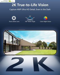 130° Wide View, AI Human Detection, 2.4/5.8Ghz Dual-Band Wifi, Solar Powered, Fr