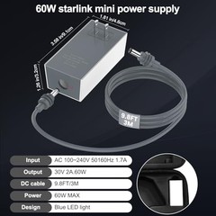 Starlink Mini Power Supply & Accessories, 60W Replacement AC Adapter 30V 2.0A