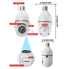 7PCS Light Bulb Security Camera 5MP WIFI 360° Color Wireless IR Motion Audio