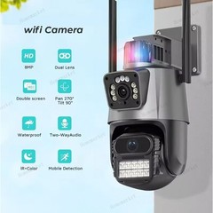 Dual Lens 4K WiFi Security Camera 8X Zoom Outdoor Home Night Vision CCTV PTZ US