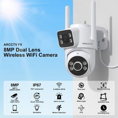 ARCCTV Security Camera Outdoor Wireless Dual Lens 4MP 360° PTZ Home Camera IP65