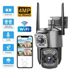 Dual Lens WiFi IP Camera Wireless Outdoor CCTV PTZ Home Security IR Cam V380Pro