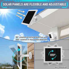IP65 Solar Panel Outdoor for Ring Cameras (White 2P) Spotlight Cam Plus/Pro Stic