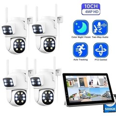 Dual Lens Security Camera System Wireless Outdoor Indoor WiFi Monitor for Home