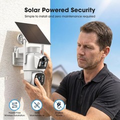 2K 10CH NVR 4-Cam Kit Dual Lens Solar Wireless Security Camera System Outdoor