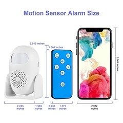 Indoor Motion Sensor Alarm with Remote Control, 110dB, 4 Volume Levels, Security