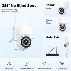 CAMCAMP 16CH 4K NVR Wireless Home Security Camera System CCTV PTZ WiFi Cameras