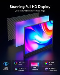 Cjkao Portable Monitor 15.6 Fhd 1080P Display Ultra-Slim Ips Screen W/Smart