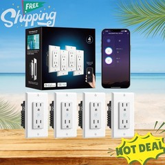 NEW Geeni Smart WiFi In-Wall Outlet 4 Pack Alexa Google Home White