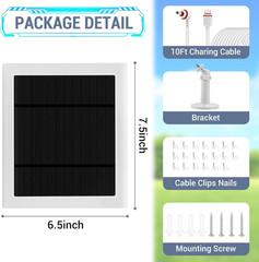 IP65 Solar Panel Outdoor for Ring Cameras (White 2P) Spotlight Cam Plus/Pro Stic