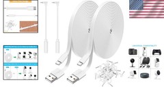 Flat Design 10FT Extension Cables for Better Security Camera Placement – 2 Count