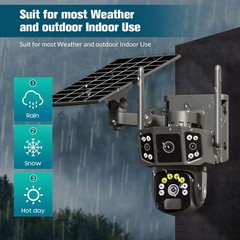 Solar Battery Powered Wireless WiFi Outdoor Pan/Tilt Home Security Camera System