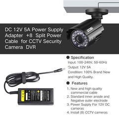 12V 5A Power Supply for CCTV Security Camera DVR Swann Lorex Defender 8 Split CG