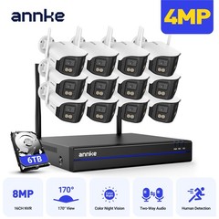ANNKE 16CH NVR Wireless 4MP Dual Lens Color Security Camera System Two Way Audio