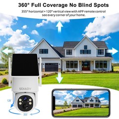 Solar Battery Powered Camera WiFi6 Wireless Security System SD PTZ IP65 Outdoor