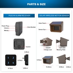 HTZSAFE 1/2 Mile Solar Driveway Alarm System 1 Receiver + 1 Sensor