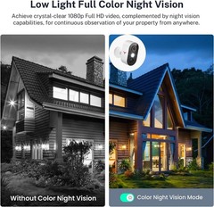 1080P Wireless Camera AI Human Detection Night Vision 2-Way Audio 2.4G WiFi Batt