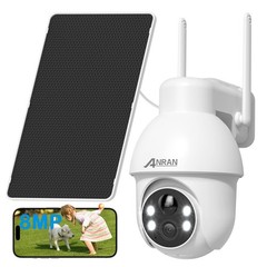 ANRAN 8MP Wireless WiFI Solar Battery Powered Security PTZ Camera 2Way Audio PIR