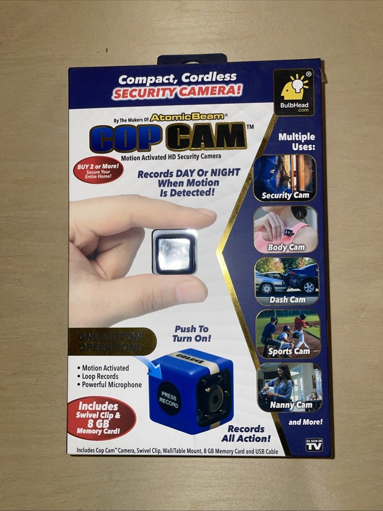 Cop Cam Compact, Cordless Security Camera Brand New Motion Activated HD 8GB Card
