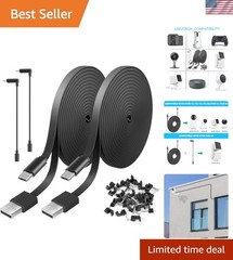 2 Pack 10FT Power Extension Cable for WyzeCam, Blink, NestCam – Flat Design