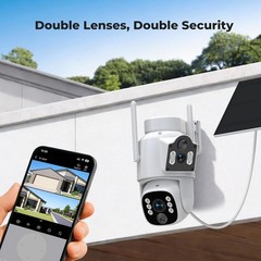 Solar Wireless Home Security Camera System Wifi Camera Dual Lens with 10CH NVR