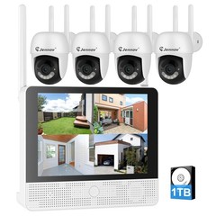 JENNOV 5MP 8CH PTZ Dome WIFI NVR Wireless Security Camera System with Monitor