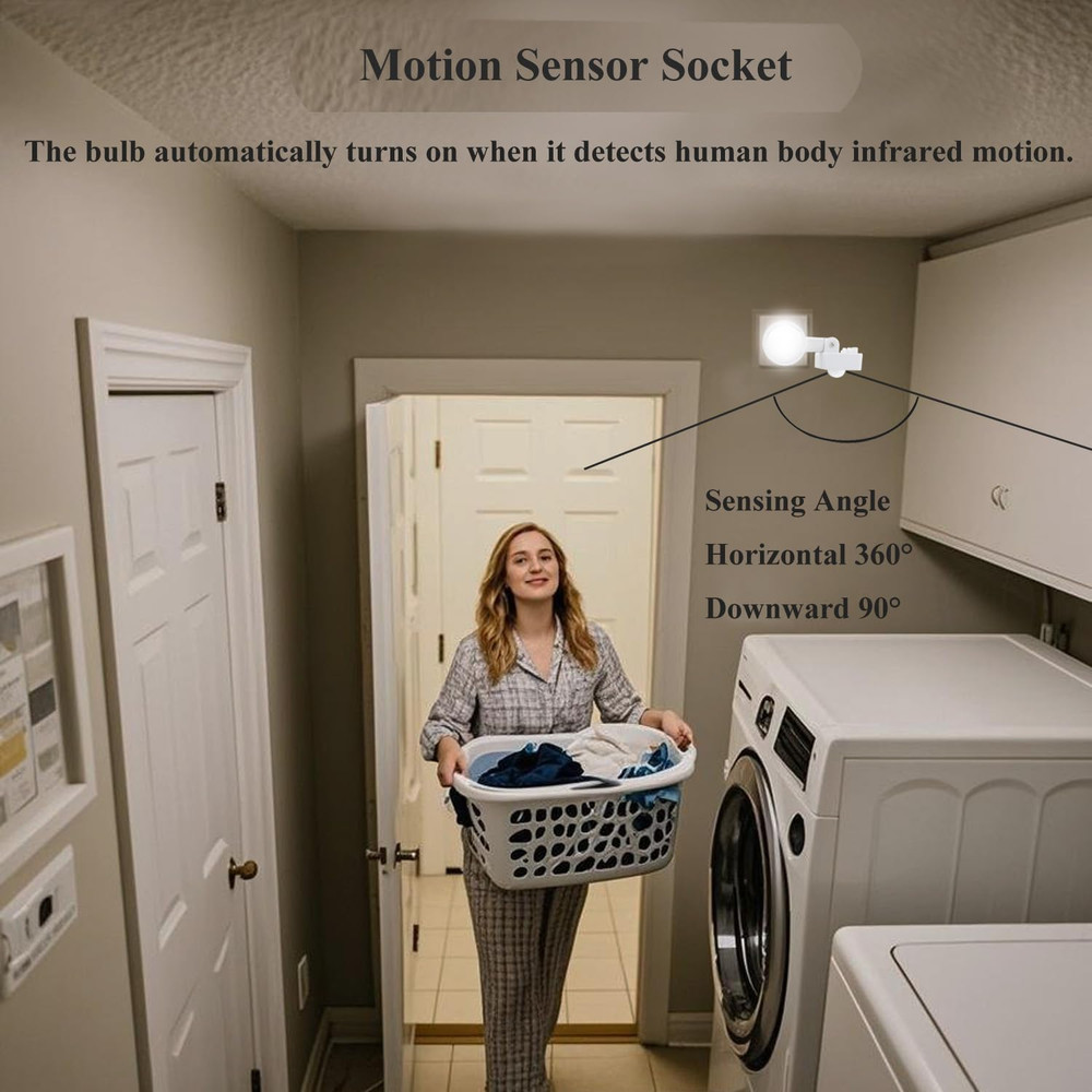 Motion Sensor Switch Indoor Plug in Light Sockets Adjustable Activated Detector