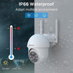 ANRAN Outdoor Wireless Security Camera Wifi 360° PTZ Solar Battery Powered IP66