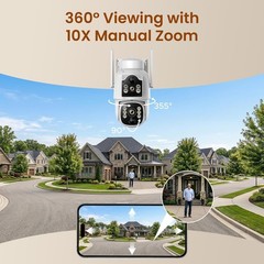 Dual Lens 4G LTE Security Camera Solar Powered Dual PIR Sensors Night Vision PTZ