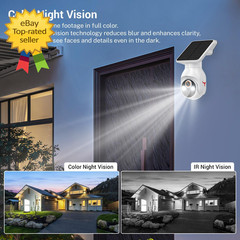 1080P Wireless Security Camera Solar Panel AI Detection Color Night Vision