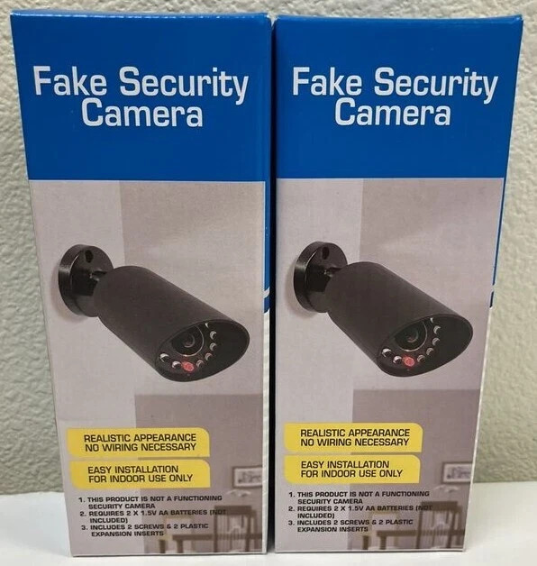 4-Pack Fake Security CCTV Camera Dummy Camera Flashing Red LED Light Black White
