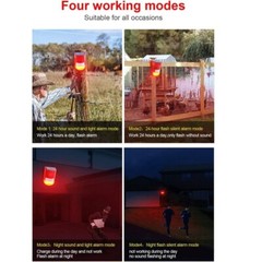 Solar Alarm LED Light Solar Strobe Light Wireless Motion Sensor Detector Outdoor