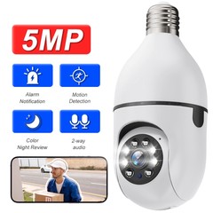 360° WiFi Wireless Light Bulb Camera Home Security 5MP IR Color 2-Way Audiio