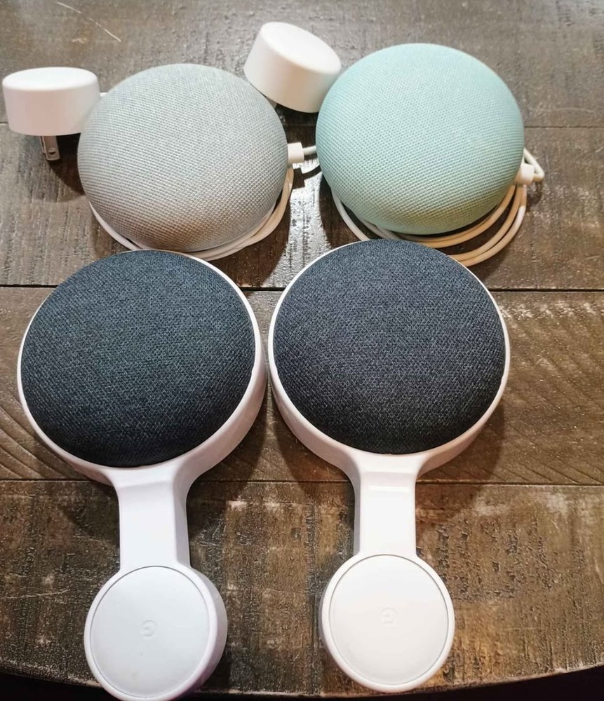 Google Nest Mini Smart Speaker Lot of 4 w/ Power Adapters Gray Blue Black White